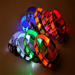 Plaid Pattern Rechargeable LED Glow Light Leads Pet Dog Collar for Small Medium Dogs, L, XL