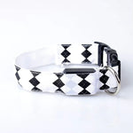 Plaid Pattern Rechargeable LED Glow Light Leads Pet Dog Collar for Small Medium Dogs, L, XL