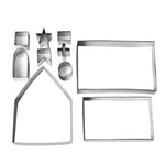 10 in 1 3D Stainless Steel Biscuit Mold Christmas Gingerbread House Baking Tools, Gingerbread Mold(10 in 1)