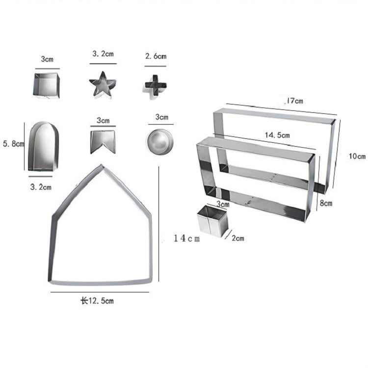 10 in 1 3D Stainless Steel Biscuit Mold Christmas Gingerbread House Baking Tools, Gingerbread Mold(10 in 1)