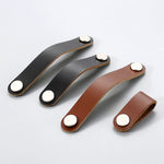 Kitchen Cabinet Wardrobe Leather Door Handle Drawer Pull, Black Single Hole, Black 96, Black 128