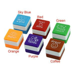 24 PCS / Box Teacher Comments Cartoon Plastic Square Stamps Colorful Pattern Children Toy Stamps, Square Stamps