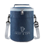 Round Lunch Bag Insulated Lunch Box Foldable & Portable Lunch Tote, L, M