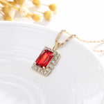 Square Crystal Necklace Earrings Ring For Women Jewelry Sets, Red, Green, Black, White, Royal Blue, Lake Blue