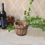Balcony Vegetable Succulent Carbonized Wood Flower Pot Retro Small Wooden Bucket Home Decoration, S Flat Mouth, M Flat Mouth, L Flat Mouth, S Wave Mouth, M Wave Mouth, L Wave Mouth