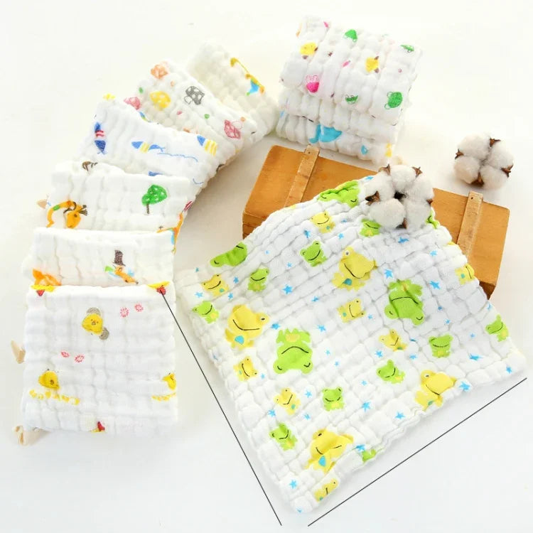 2 PCS Cotton 6-layer Gauze Saliva Towel Medical Seersucker Small Square Scarf