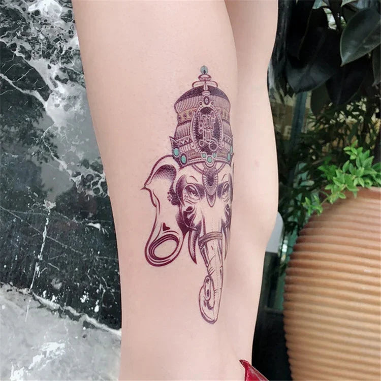 3 PCS Totem Half Arm Tattoo Sticker Waterproof Men And Women Flower Arm Tattoo Sticker, Elephant, Snake, Compass, Flowers