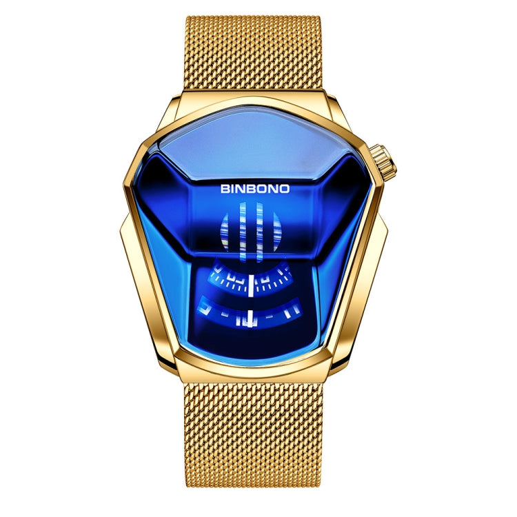 BINBOND Locomotive Concept Watch Men Live Black Technology Watch, White Net Belt White Steel Blue Face, White Net Belt White Steel White Face, Gold Net Belt Full Gold Blue Face, Gold Net Belt Full Gold Gold Face, Black Net Belt Black Steel Blue Face   ...