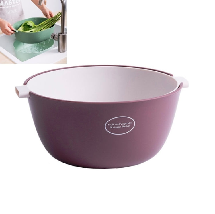 Kitchen Rice Pan Double-dish Vegetable Drain Basket Plastic Fruit Basket, U Shape Light Green, U Shape Dark Red, U Shape Light Gray, O Shape Light Green, O Shape Dark Red