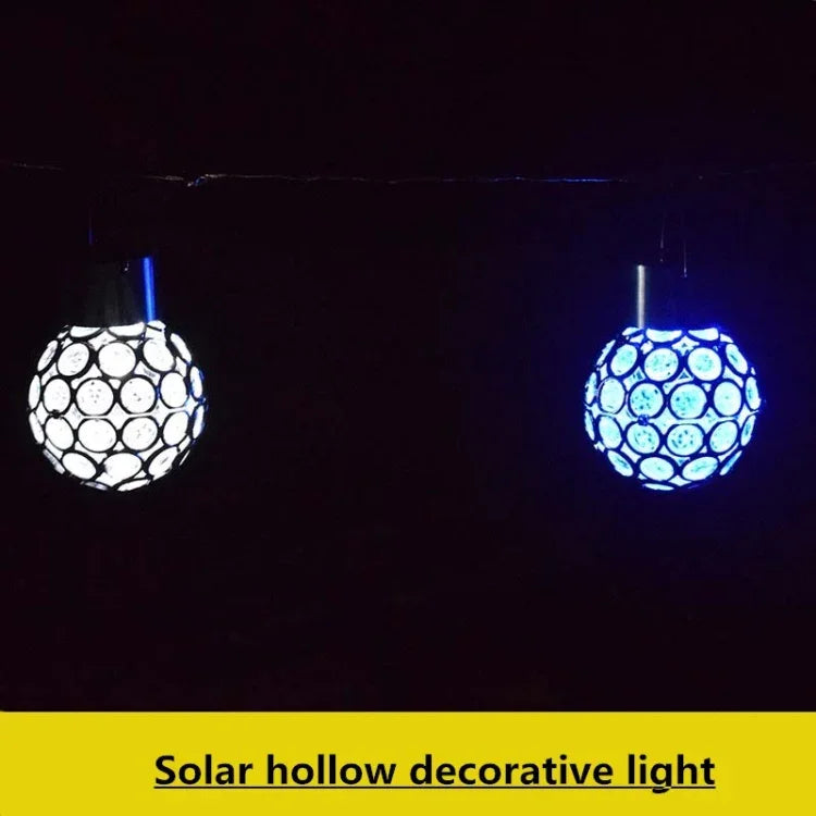 2 PCS Solar Hollow Ball Pendent Lamp Decorative Garden Light, 2 PCS Hollow Ball White, 2 PCS Hollow Ball Colorful