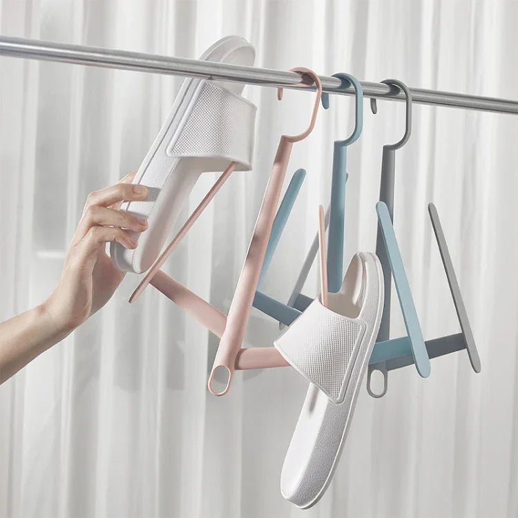 Multifunctional Outdoor Windproof Clothes Rack Balcony Shoe Rack Random Color