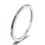 Sterling Silver Ring S925 Colored Zircon Ring, 7