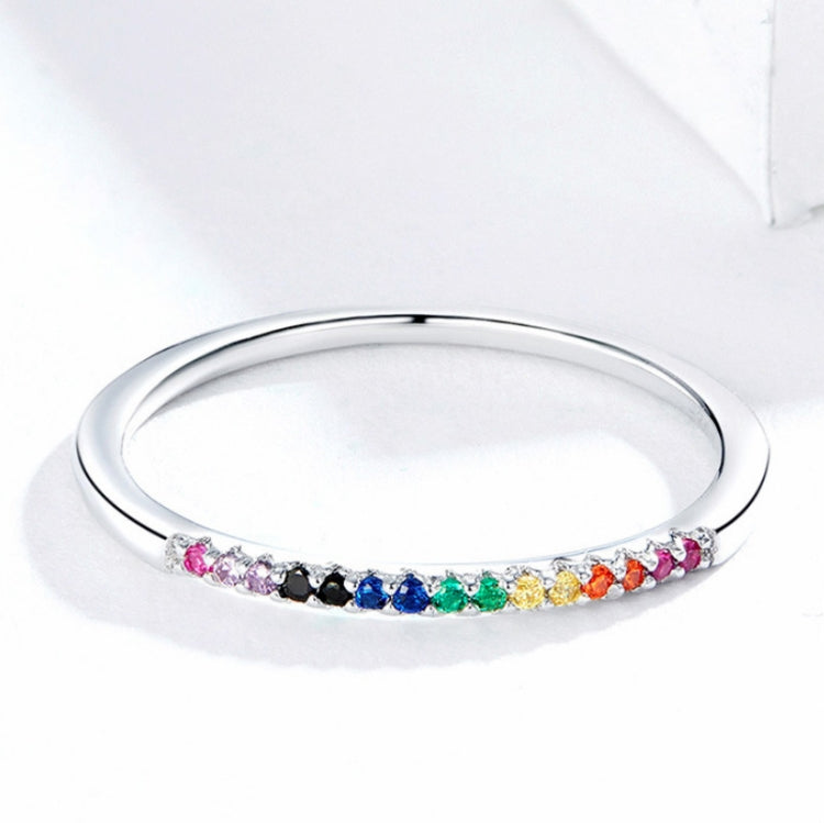 Sterling Silver Ring S925 Colored Zircon Ring, 7