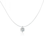 Invisible Fish Line Necklace Zircon Pendant S925 Sterling Silver Necklace, SCN332