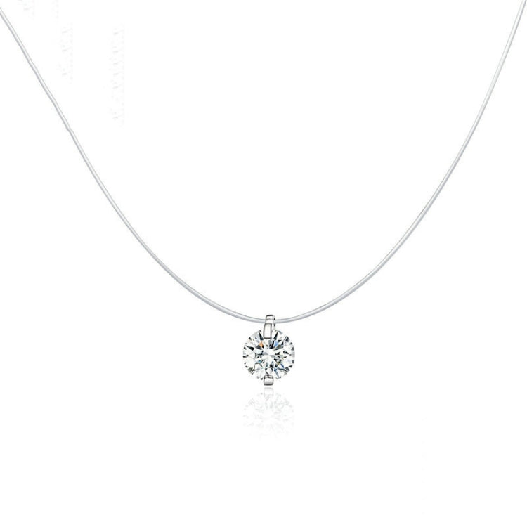 Invisible Fish Line Necklace Zircon Pendant S925 Sterling Silver Necklace, SCN332
