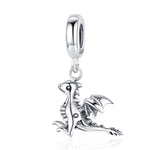 S925 Sterling Silver Pendant Drogon  Dinosaur Charm DIY Bracelet Accessories, SCC1322