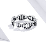 S925 Sterling Silver Ring Vintage Open Ring DNA Shape Ring, SCR643