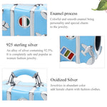 S925 Sterling Silver DIY Bracelet Loose Beads Blue Travel Case Beads