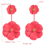 1 Pair Boho Style Earrings Alloy Flower Long Earrings, White, Yellow, Red, Black, Pink, Dark Green
