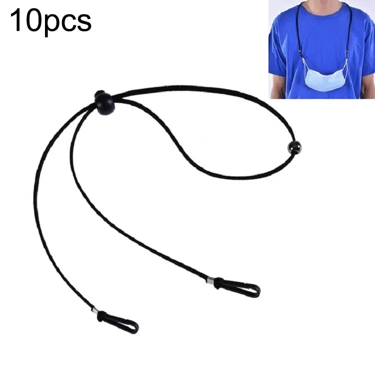 10pcs Mask Anti-lost Adjustable Lanyard and Ear Hook, Cashmere, White, Black, Yellow, Green, Blue, Pink, Red, Grey