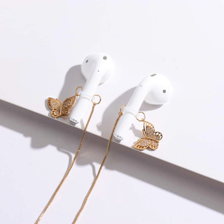 Universal Anti-lost Chain for Wireless Earphones Sweet and Simple Commuter Zircon Butterfly Anti-lost Necklace
