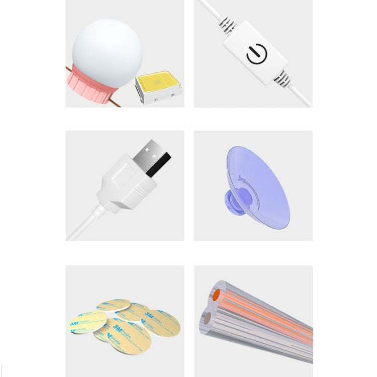 Mirror Front Light Dimmable Makeup Mirror USB Touch Control Light, 2 LEDs, 6  LEDs, 10  LEDs, 14  LEDs