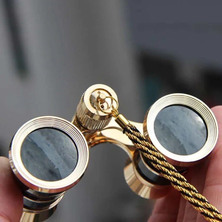 3x25mm Classical Ladies Drama Watching Telescope Carrying Binoculars With Chain, Black with Chain