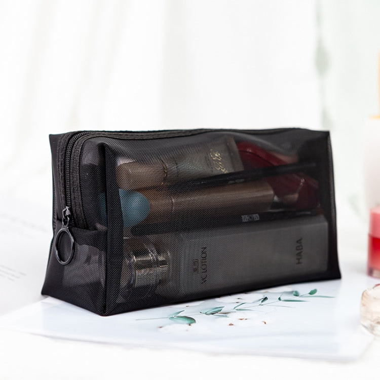 Black Transparent Mesh Cosmetic Bag Three-piece Large Capacity Travel Cosmetic Storage Bag, Three-piece Storage Bag