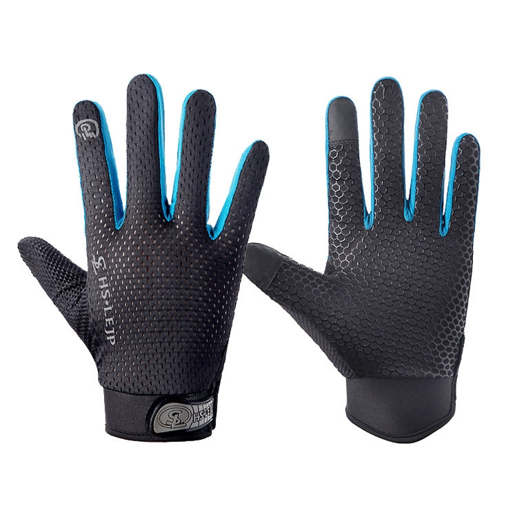 HSLEJP Outdoor Sports Breathable Touch Screen Antiskid Cycling Full Finger Gloves, M, L