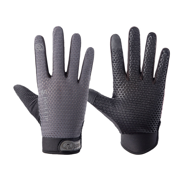 HSLEJP Outdoor Sports Breathable Touch Screen Antiskid Cycling Full Finger Gloves, M, L