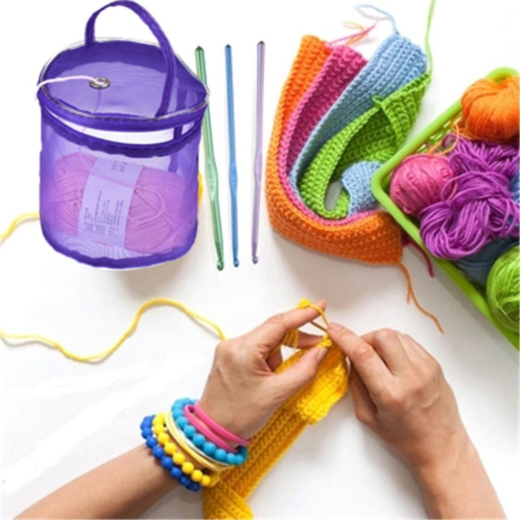 Mesh Bag DIY Hand Weaving Tools Yarn Storage Knitting Bag Organizer Hollow Yarn Bag, Big Rose Red, Big Purple, Small Rose Red, Small Purple, Small Beige, Small Pink