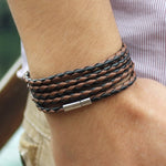 Couple Leather Bracelet Men Charm Vintage Black Bracelet, Black, Black Coffee, Black White, Coffee, Orange, Purple, White, Yellow