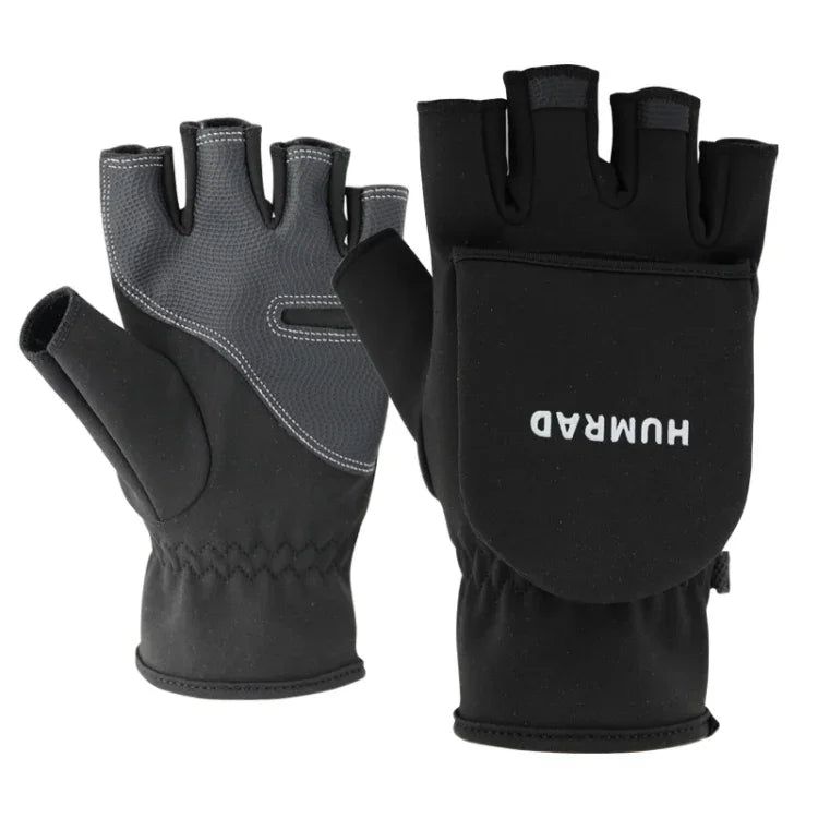 HUMRAO Winter Half-Finger Flip Cover Warm Gloves For Outdoor Sports Skiing And Cycling, L