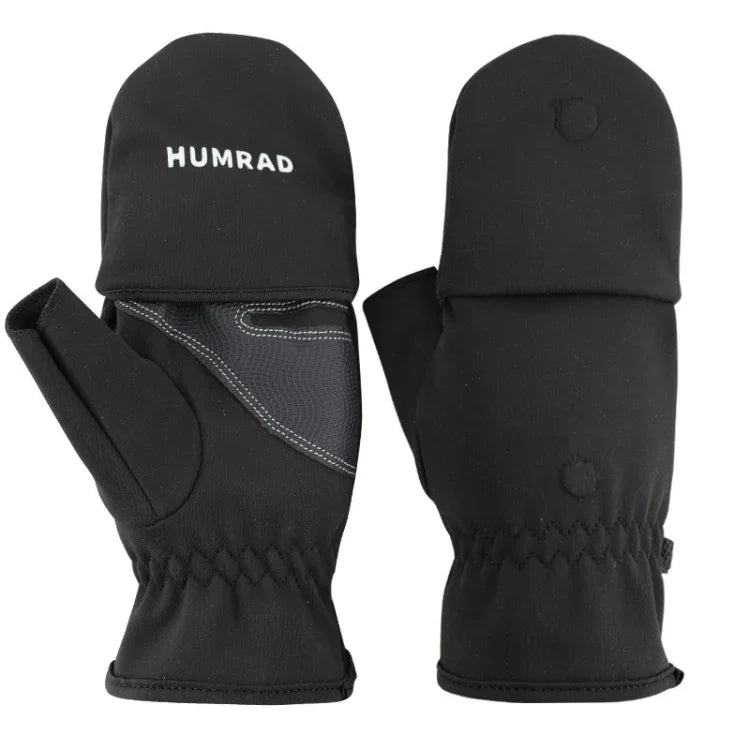 HUMRAO Winter Half-Finger Flip Cover Warm Gloves For Outdoor Sports Skiing And Cycling, L