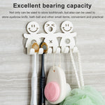 5 PCS Cute Smiley Suction Cup Hanging Toothbrush Holder Plastic Small Person Teeth Holder, Cute Smiley Suction Toothbrush Holder