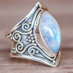 Vintage Silver Big Stone Ring for Women Fashion Bohemian Boho Jewelry, 10, 11, 5, 6, 7, 8, 9