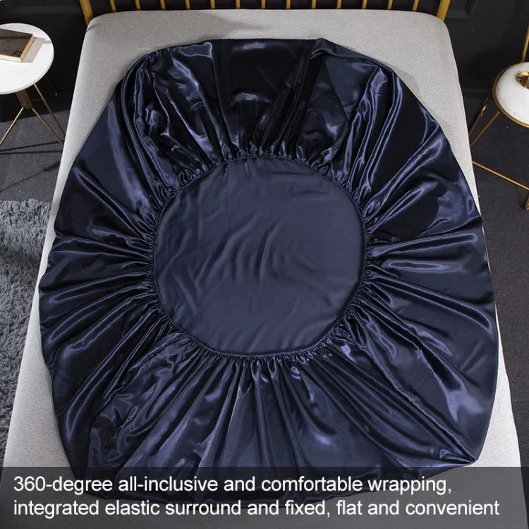 Home Ice Silk Simulation Silk Four-Piece Pillowcase Flat Sheet Fitted Sheet Set, US-Full/UK-D:138x190x35cm, US-Queen/UK-K:153x203x35cm, US-King:198x203x35cm, UK-SK:180x200x35cm, US-King: 198x203x35cm