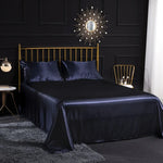 Home Ice Silk Simulation Silk Four-Piece Pillowcase Flat Sheet Fitted Sheet Set, US-Full/UK-D:138x190x35cm, US-Queen/UK-K:153x203x35cm, US-King:198x203x35cm, UK-SK:180x200x35cm, US-King: 198x203x35cm