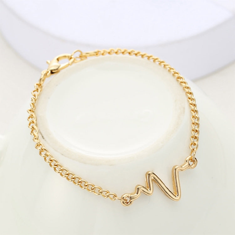 10 PCS Simple Personality Bileklik Ecg Figure Lightning Bracelet Couple Heartbeat Frequency Bracelet, black, gold, Silver