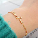 10 PCS Simple Personality Bileklik Ecg Figure Lightning Bracelet Couple Heartbeat Frequency Bracelet, black, gold, Silver