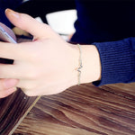 10 PCS Simple Personality Bileklik Ecg Figure Lightning Bracelet Couple Heartbeat Frequency Bracelet, black, gold, Silver