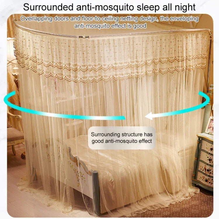 U-shaped Three-door Stainless Steel Tube Floor Mosquito Net, Super Thick 32mm 2.0x2.2m