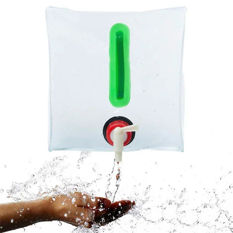 20L Outdoor Camping Folding Bucket Transparent Plastic Folding Water Bag, 20(Grenn）
