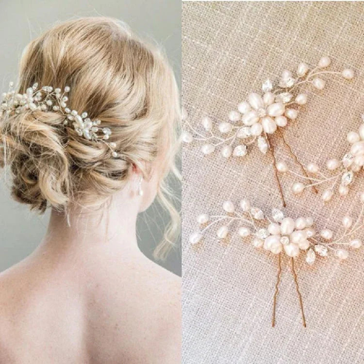 2PCS Festival Wedding Hair Accessories Bridal Hair Stick Floral Hairpin Beautiful Headdress Plait Hair Clip Vine Accessories