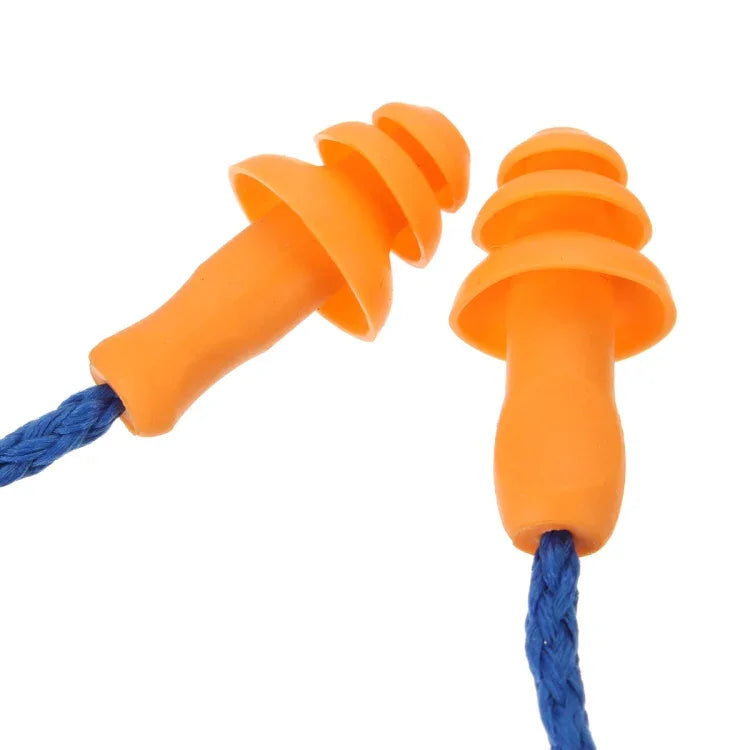 10 PCS Soft Silicone Corded Ear Plugs ears Protector Reusable Hearing Protection Noise Reduction Earplugs