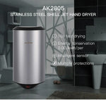 304 Stainless Steel Automatic SensorJet Hand Dryer High Speed Airflow for Home Hotel Airport Hands Drying Machine