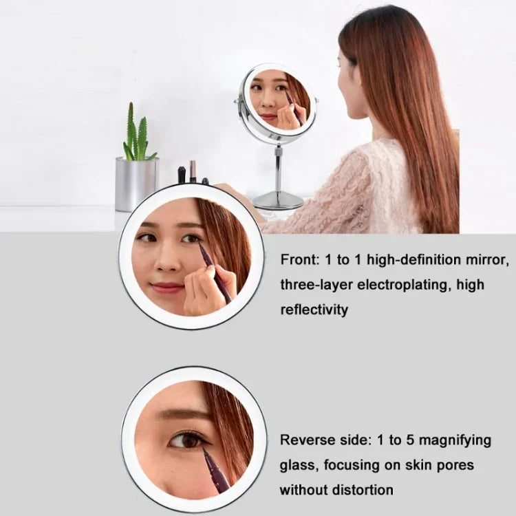 Desktop Double-SidedRound LED Luminous Makeup Mirror Liftable Magnifying Mirror, Plane + 3 Times Magnification(8-inch Rechargeable), Plane + 5 Times Magnification(8-inch Rechargeable), Plane + 7 Times Magnification(8-inch Rechargeable)                 ...