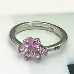 Women Crystal Cute Cat Claw Opening Adjustable Ring Jewelry