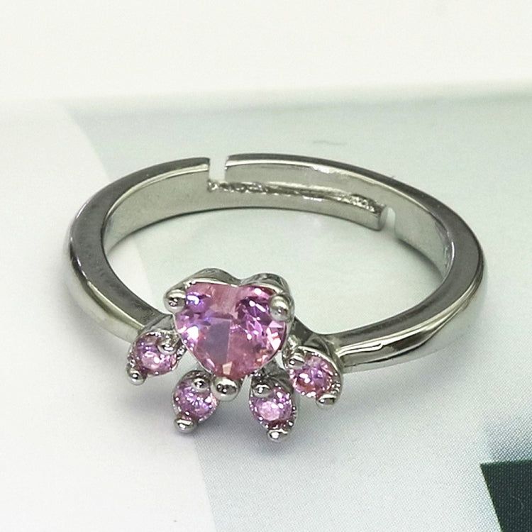 Women Crystal Cute Cat Claw Opening Adjustable Ring Jewelry