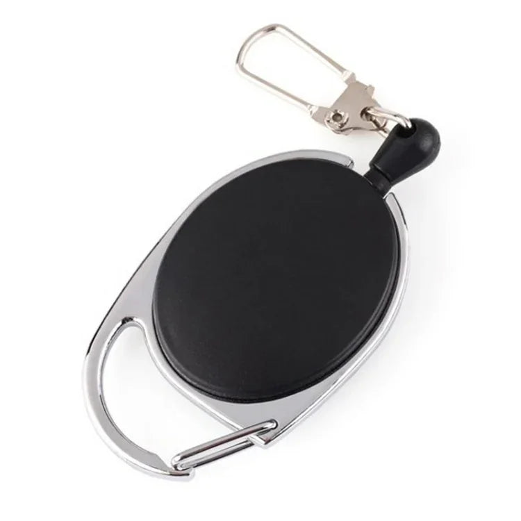 2 PCS Retractable Pull Badge Reel Zinc Alloy ABS ID Lanyard Name Tag Card Badge Key Ring Chain Clips, Key Ring Chain Clips